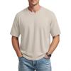 Men's Waffle Knit Short Sleeve T-Shirt Spring Summer Lightweight Breathable V-Neck Raglan Sleeve Casual Solid Top