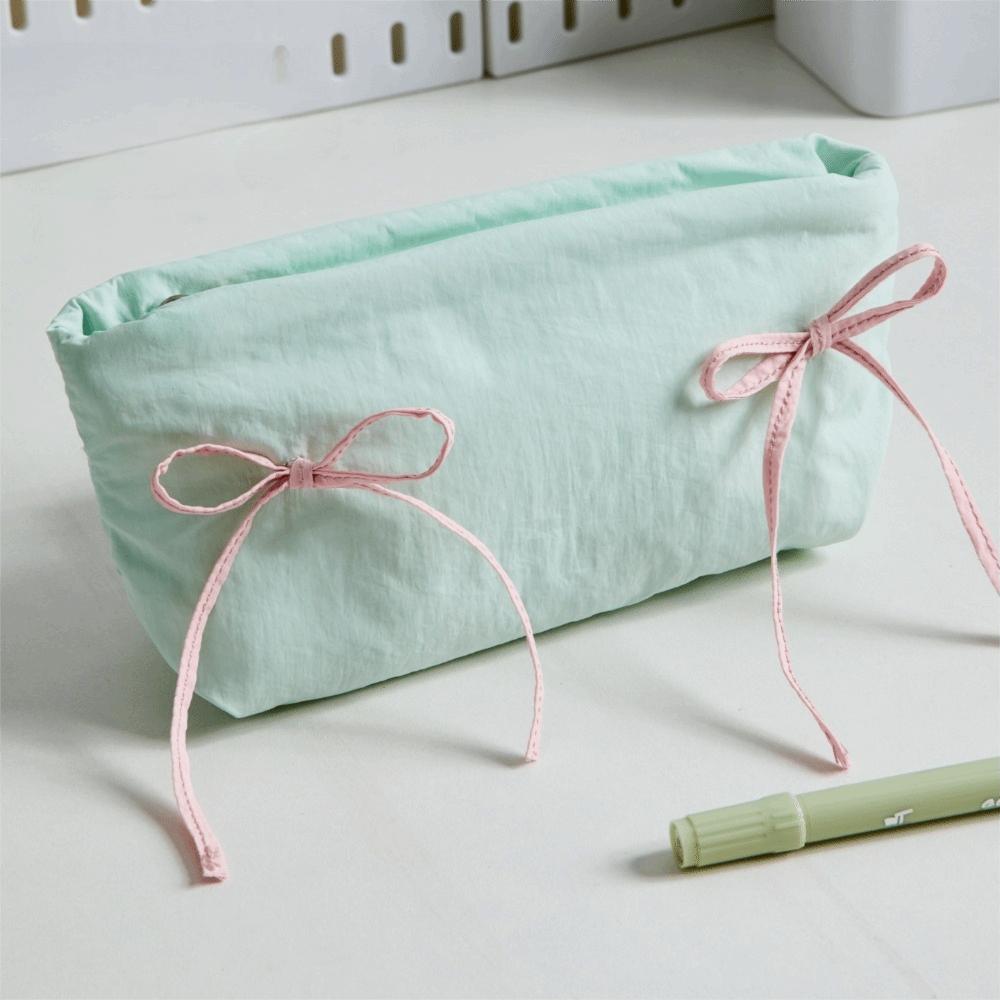 

Cute Bow Pen Bag Cartoon Large Capacity Pencil Pouch Multifunctional Pen Box School Office