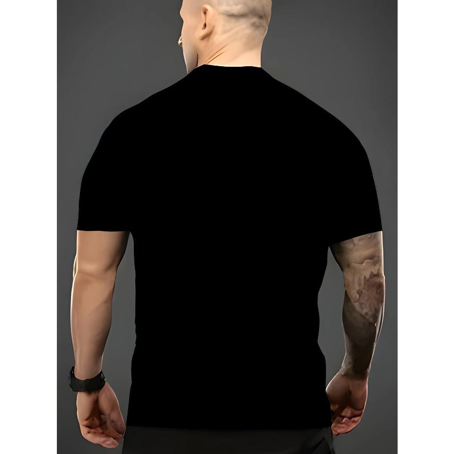 Men's Plus Size Summer T-Shirt with Monster Graphic, Fashionable Eye-Catching Tee, Round Neck, Polyester - Machine Washable, PLUS SIZE