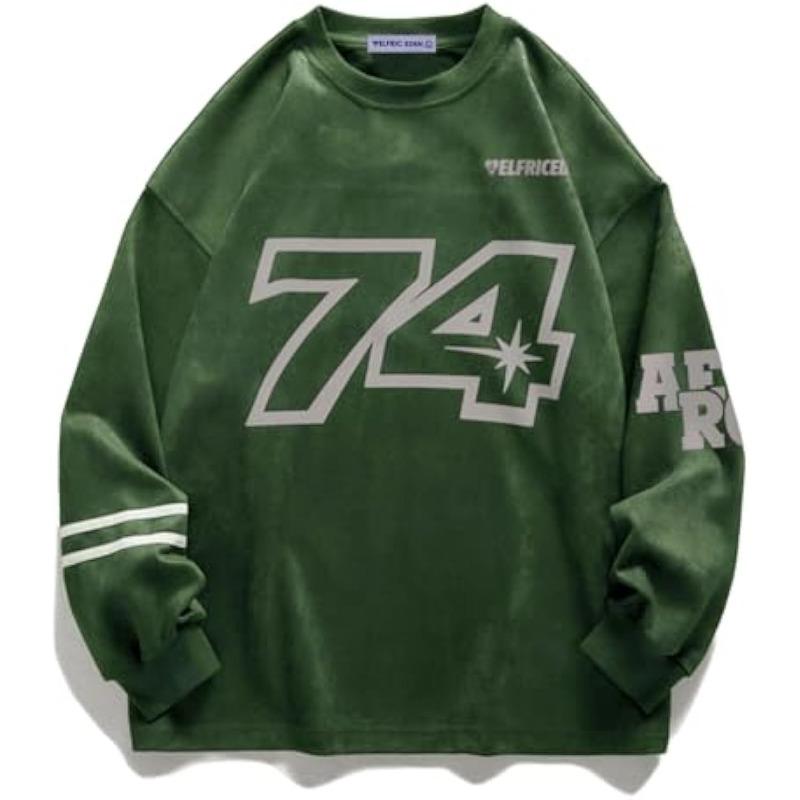 Oversized Crewneck Sweatshirts for Men Vintage Graphic Pullover Loose Fit Streetwear Long Sleeve Top