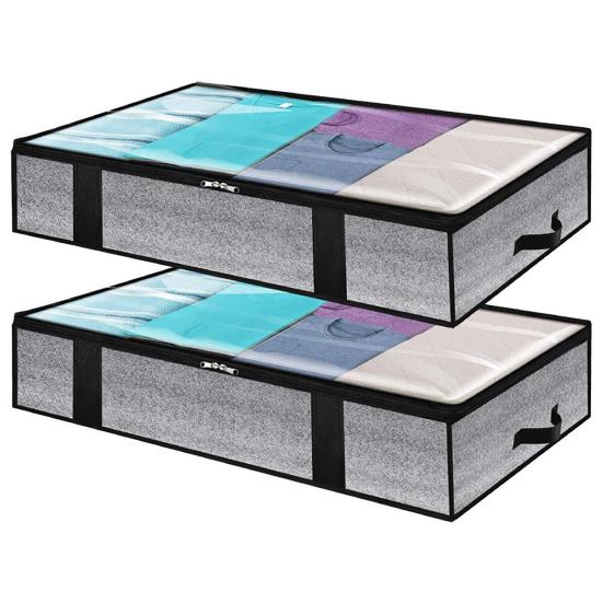 3 Pcs Foldable Quilt Storage Bag Dustproof Moisture-proof with Transparent Window Zipper Closure Large Capacity Wardrobe Blanket Towel Pillow