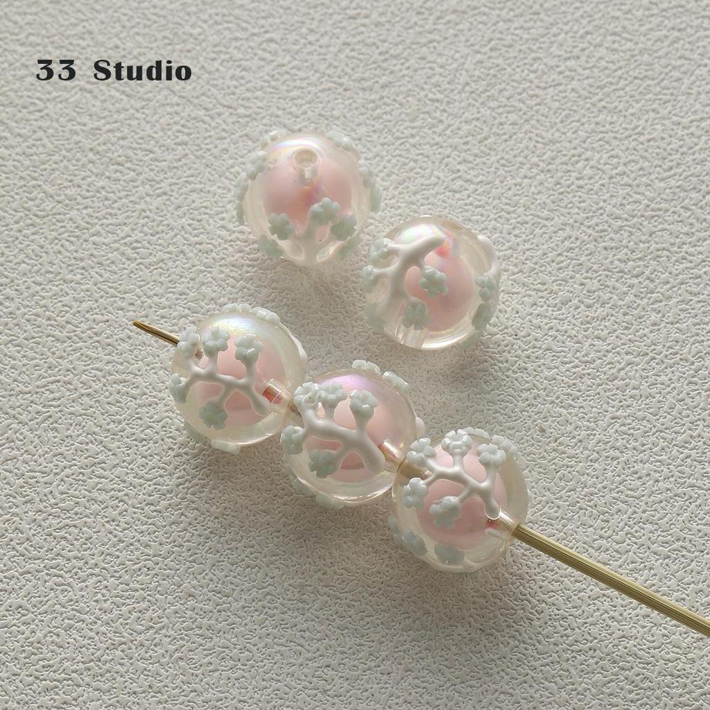 Pure Hand-painted Beads Stickers Diamonds Set Pearl Diy Jewelry Accessories Material Package Beads Car Pendant Cell Phone Chain Beads