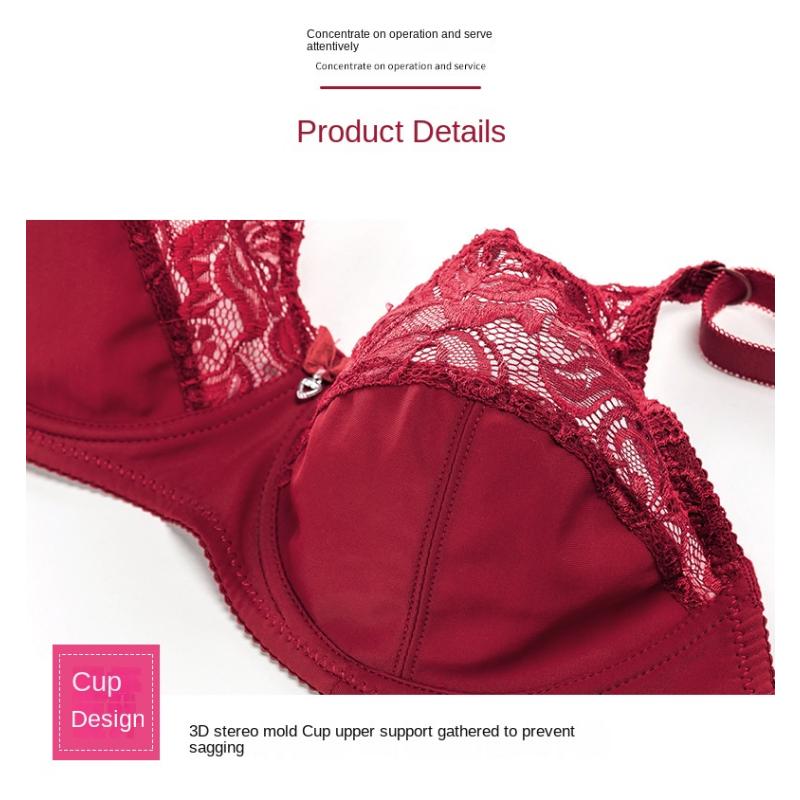 Ultra Thin Cup Gathering Sexy Lace Adjustable Bra with Steel Ring