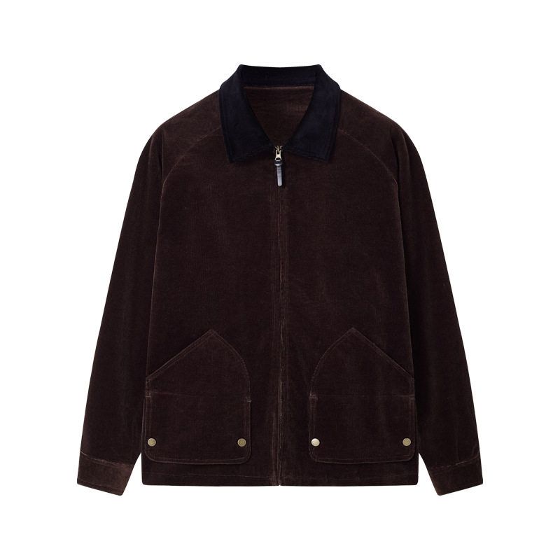 

American Street Corduroy Collar Parka Jacket Men and Women 2024 Autumn and Winter Fashion Brand Retro Japanese Loose Casual Jacket Brown X L