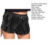 Women Casual Shorts Elastic High Waist Glossy Surface Solid Color Faux Leather Shorts with Pockets Streetwear