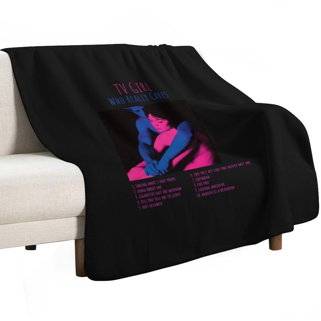 TV Girl Who Really Cares Album TRACKLIST Logo Essential TShirt Throw Blanket Travel Size Cozy Blanket for Plane Train