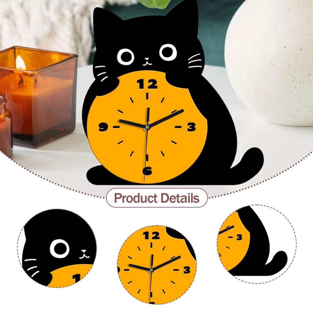 Modern Cat Wall Clock Ornament Desk Clock Non Ticking Cute Classroom Creative Modern Decor Analog Clock Acrylic Table Clock