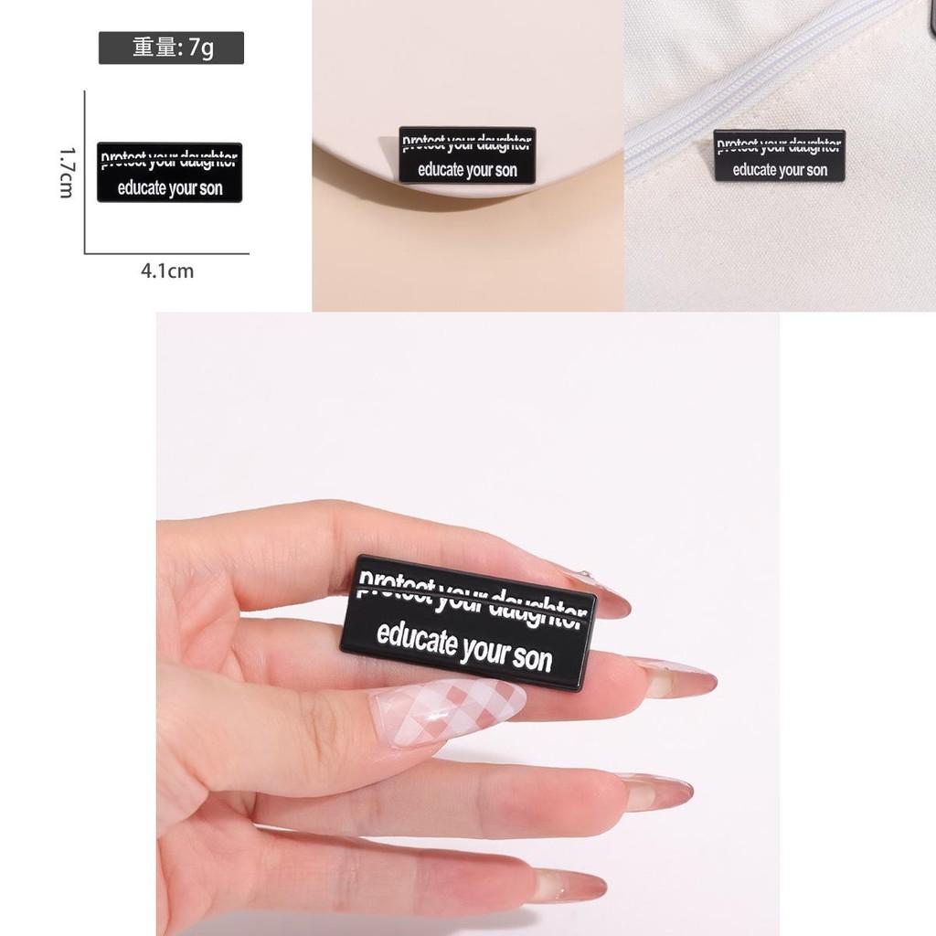 Creative Educational Black Alloy Brooch Featuring Playful Cartoon Characters Perfect For Personal Style