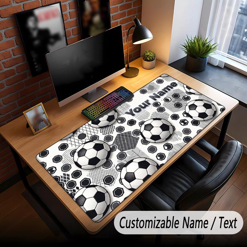 Soccer Theme Custom Mouse Pad Personalized With Name Text Customized Desk Mat For Office Home Decor