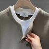 Solid Color Labeling Waffle Round Neck Pullover Loose Version Casual Sweater Men's Long-sleeved Top