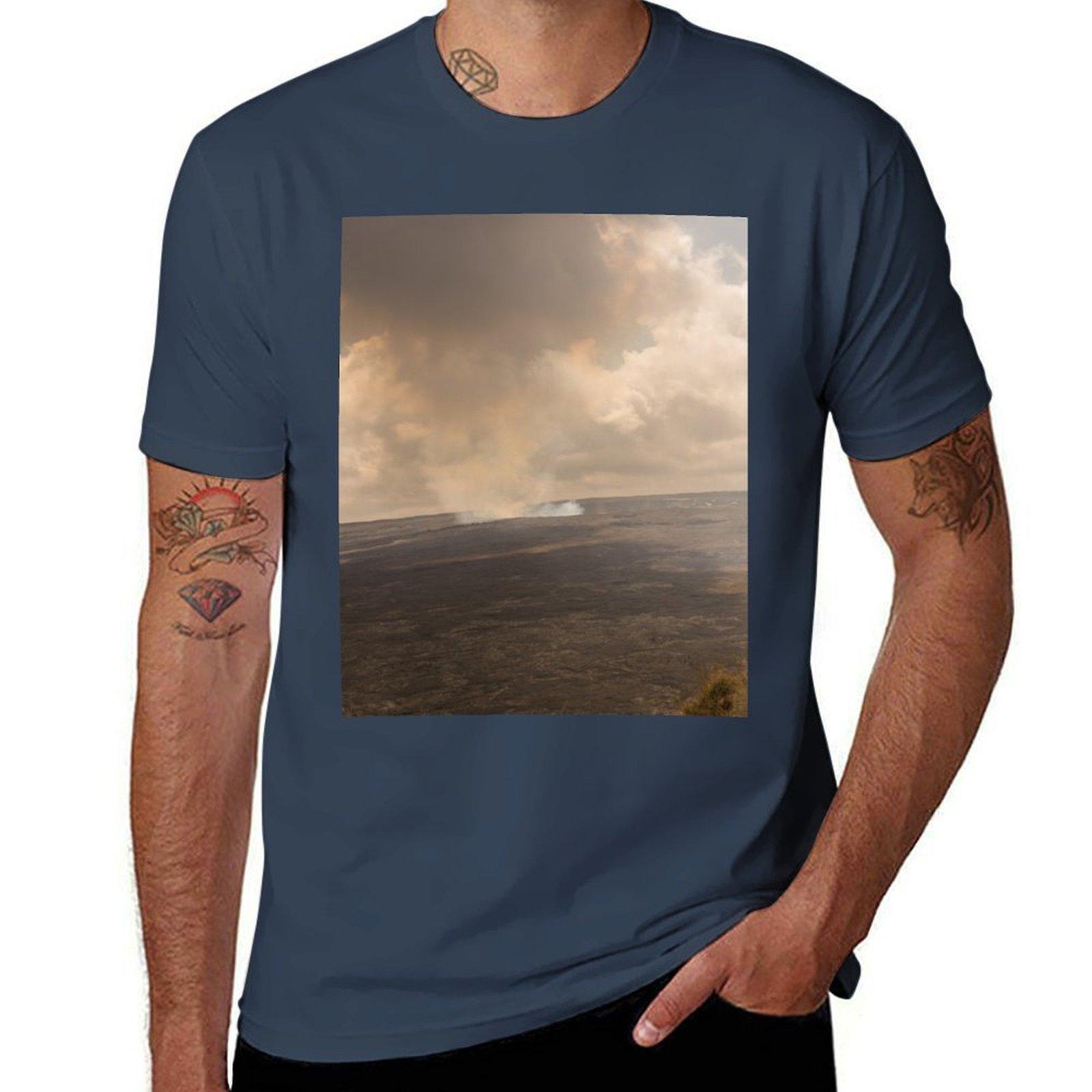 Volcano Tshirt Basic Plain Short Sleeve Crew Neck Tee S