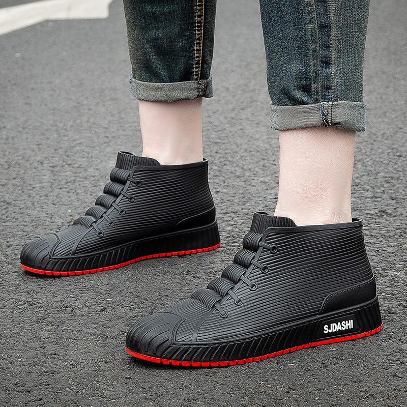 New Rain Shoes Men's Waterproof Shoes Fashionable Student Short Tube Four-season Work Non-slip Rain Boots Adult Rubber Shoes
