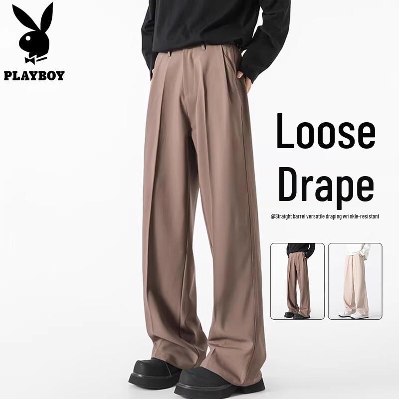 PLAYBOY Men s Loose Straight-Leg Casual Pants M