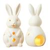 Porta-Velas Coelho da Páscoa Coelho Branco Vazado Porta-Vela de Chá Escultura de Coelho em Resina Ornamento Velas com LED para Lareira de Casa Mesa
