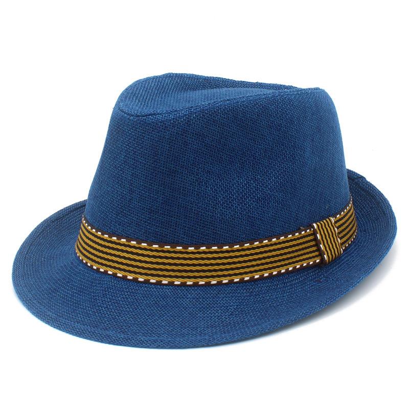 Summer British Sunshade Straw Hat Men Among the Elderly Fashion Beach Hat Children Retro Sunscreen Linen Jazz Hat