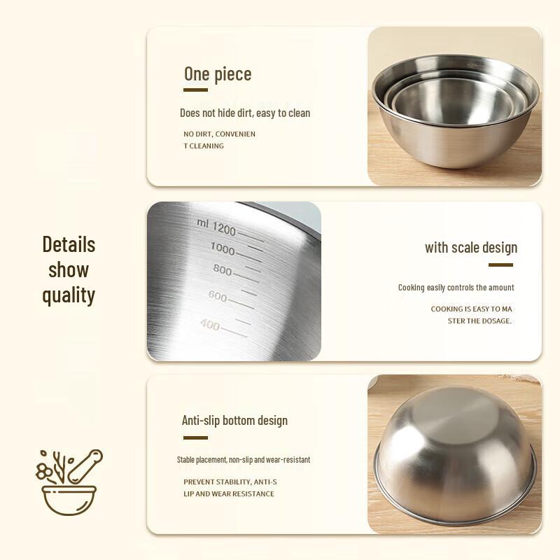 Baijie Stainless Steel Kitchen Mixing & Washing Bowl
