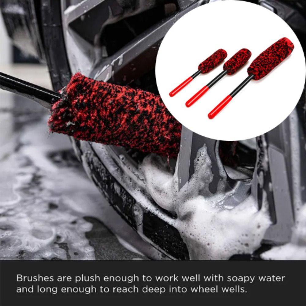 Bendable Design Auto Wheel Woolies Brushes Long Handle Car Rim Tire Wash Brushes  Tire Washing