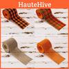 Rustic And Elegant Thanksgiving Burlap Ribbon Rolls In Orange Checkered For Seasonal Decor
