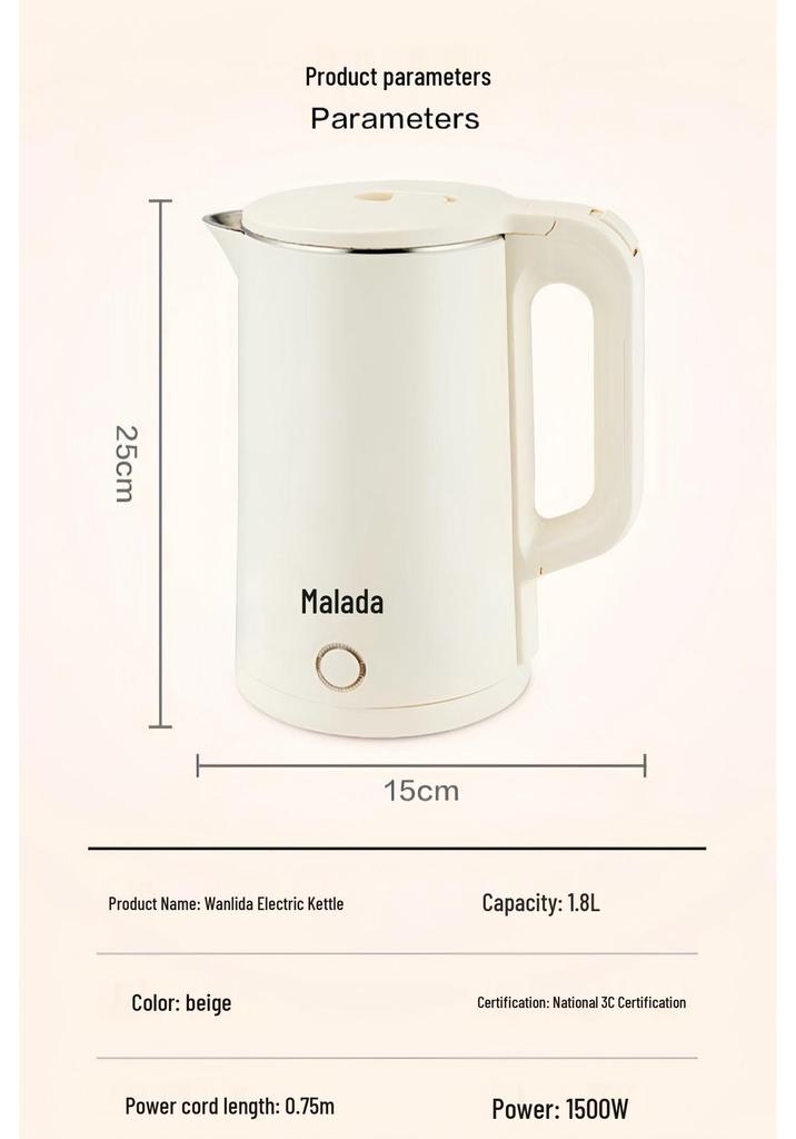Flash Sale: Wanlida 1.8L Electric Stainless Steel Auto-Off Water Kettle - New Year Red