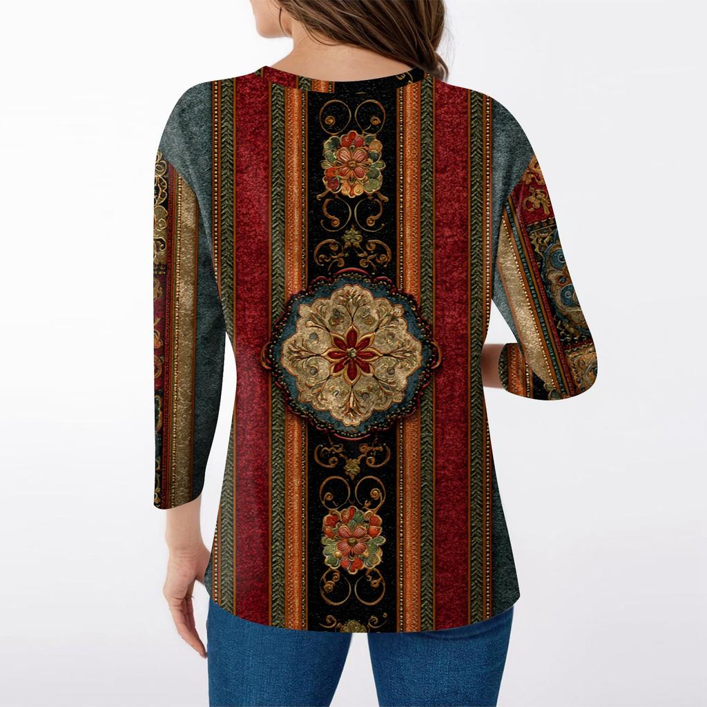 Dámské tričko s potiskem 3/4 rukáv denní víkendová móda základní véčkový výstřih běžný top