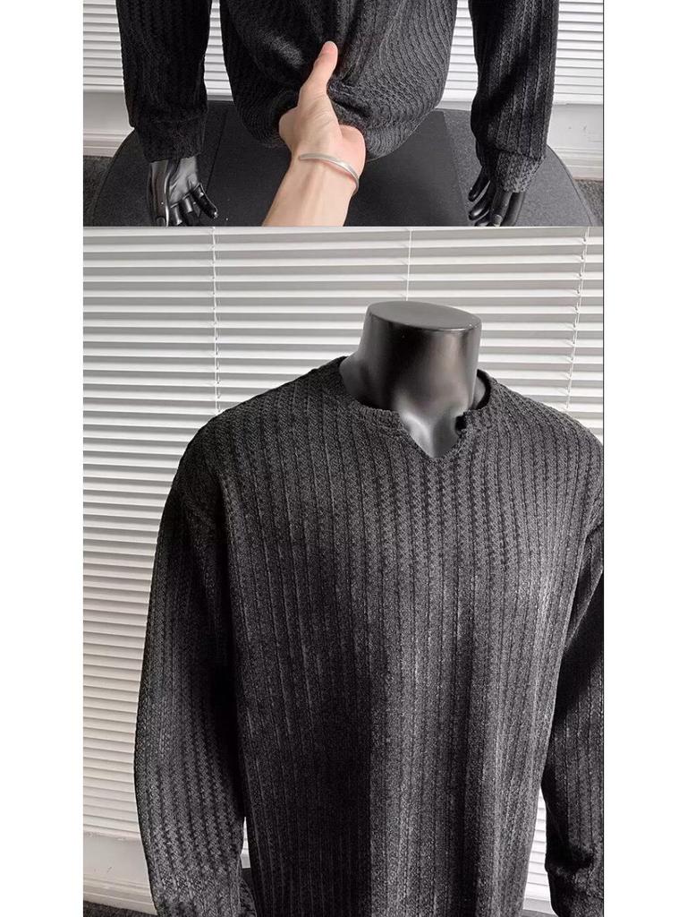 Unisex Herringbone Henley Hoodie: Autumn Houndstooth Long Sleeve Layer