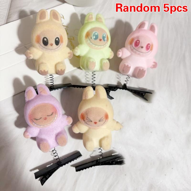 

5 шт. заколки для волос 3D Labubu Spring заколки для волос мультяшные плюшевые заколки для волос Diy заколка-утконос головные уборы детские аксессуары для волос