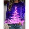 Womens Round Neck Pullover Sweatshirt With 3D Christmas Tree Print Casual Comfort Fit 2025
