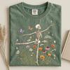 Floral Skeleton Shirt, Cottagecore Tee, Dancing Skeleton Top, Comfort Colors Shirt, Wildflower Graphic Tee, Spooky Season Apparel