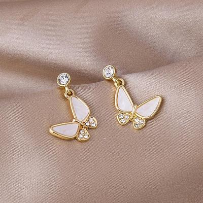925 hõbenõel liblikakoorega kõrvarõngad Korea minimalistlikus stiilis