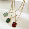 Waterproof Minimalist Square Necklace For Women Girls Fashion Jewelry Stainless Steel Chain Party Accessory