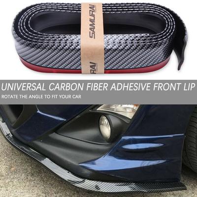 Protector de labios de parachoques delantero Universal para coche, Kit de carrocería separadora, parachoques de puerta de coche, embellecedor de goma de fibra de carbono, 2,5 m