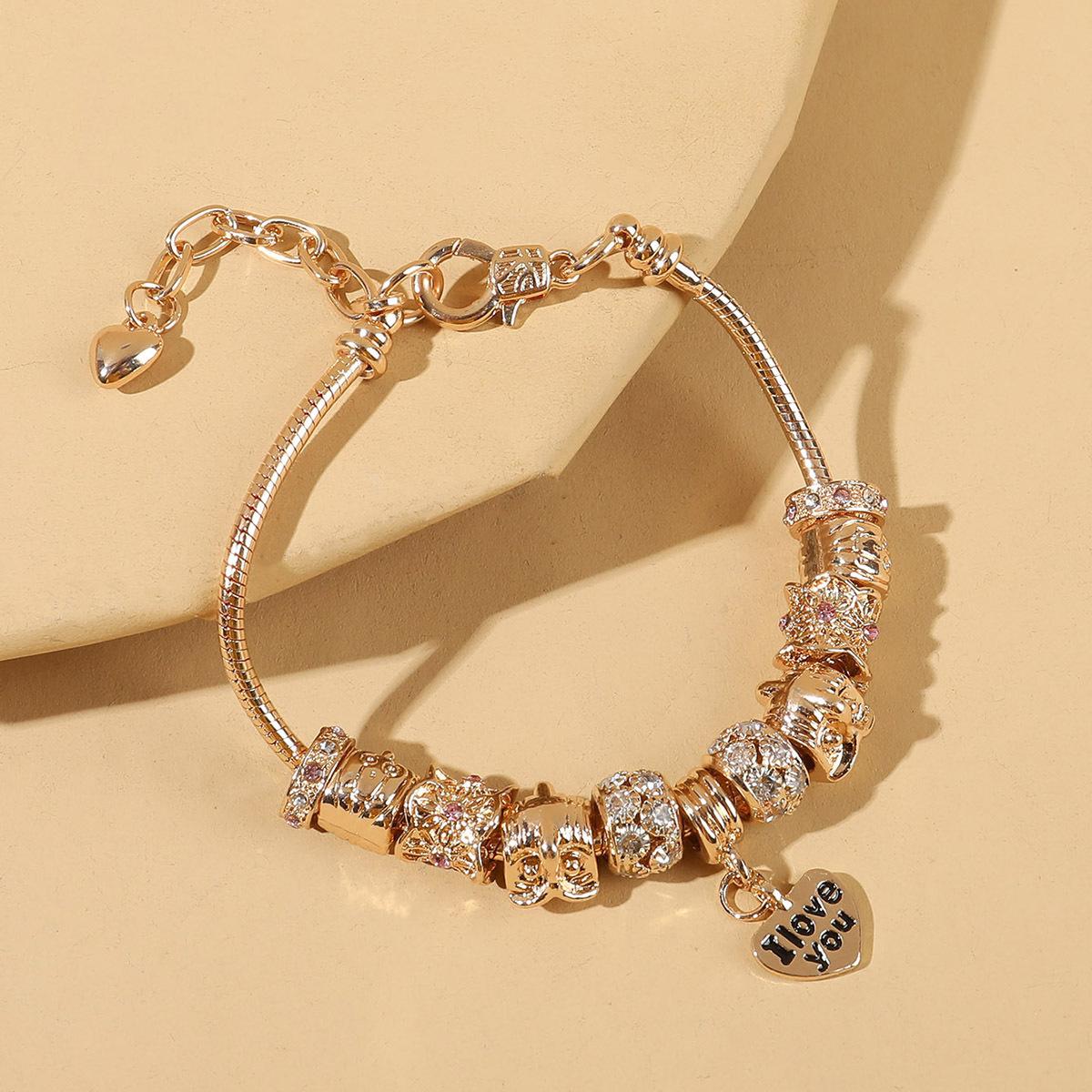 European and American fashion alloy inlaid rhinestone bracelet, simple and convenient multi-layer chain bracelet, jewelry