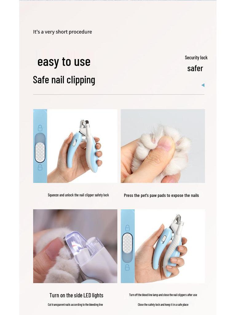LED Cat & Dog Nail Clippers with Anti-Bloodline Light and Grinder Kit