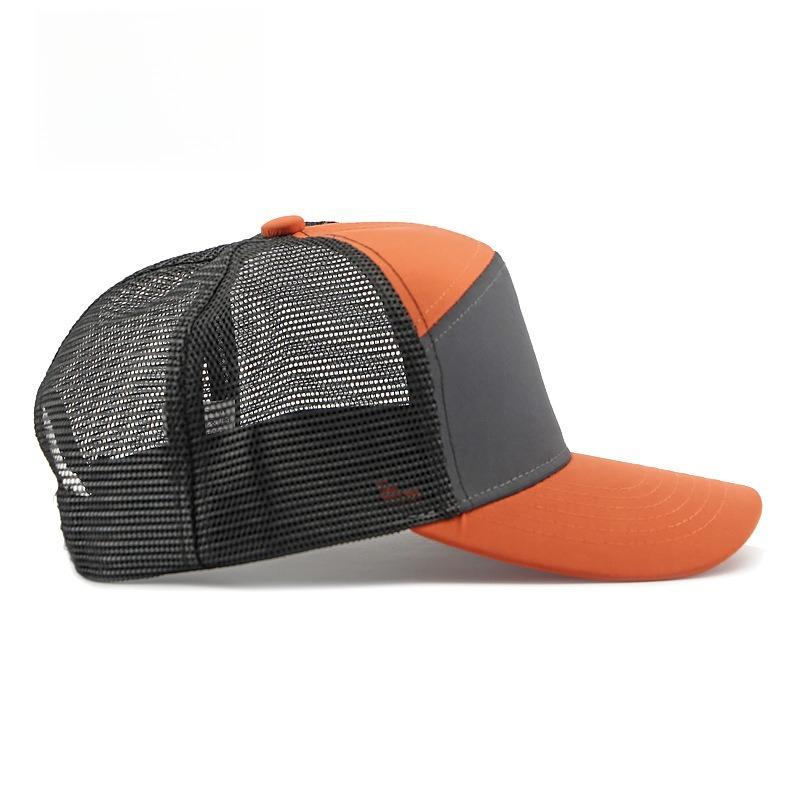 Unisex Colorblock 7-Panel Trucker Hat Structured Mesh Back Baseball Cap Breathable Sun Protection Outdoor Sports Snapback Cap