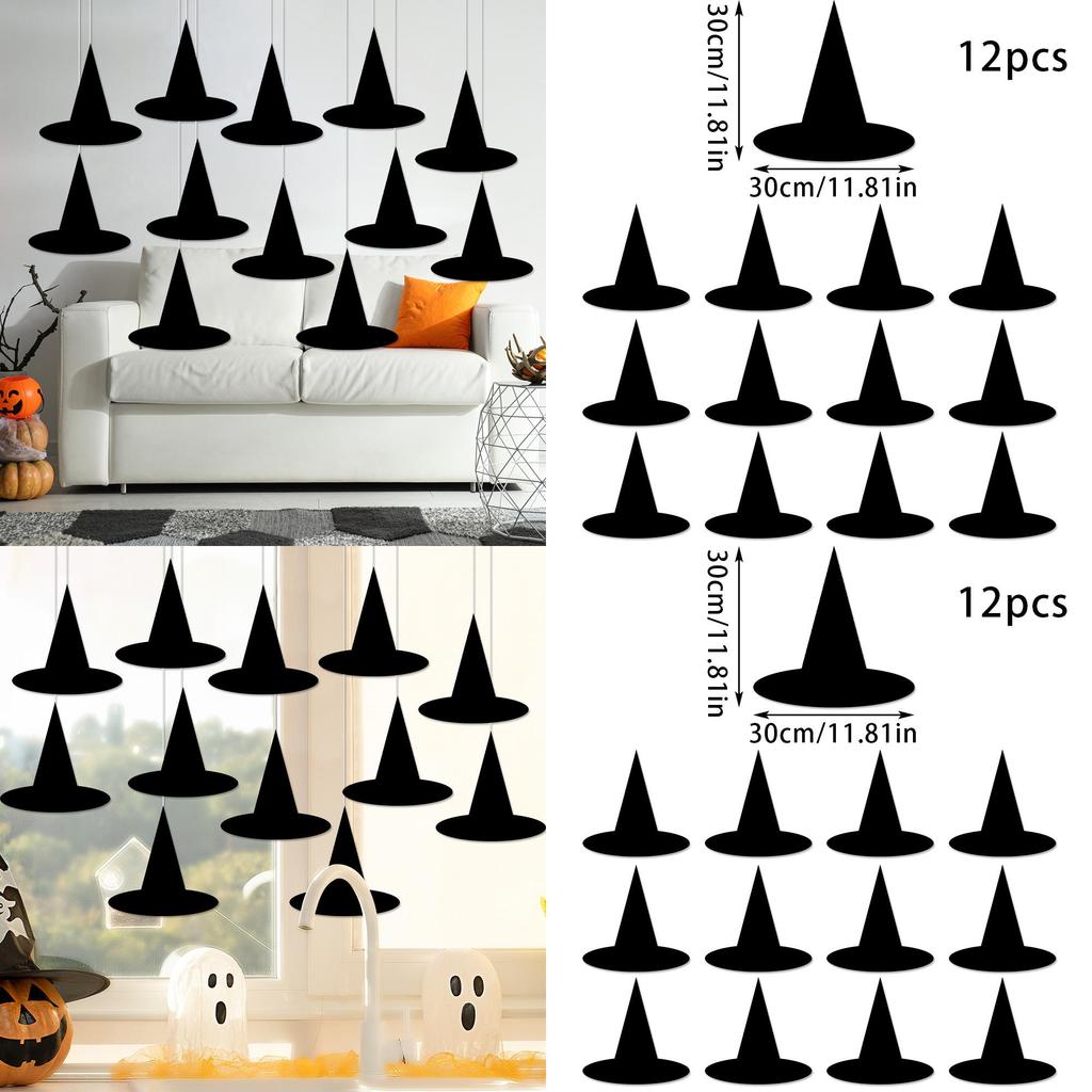 Halloween Witch Hat Paper Garlands For Party Scene Decor Set Of 12