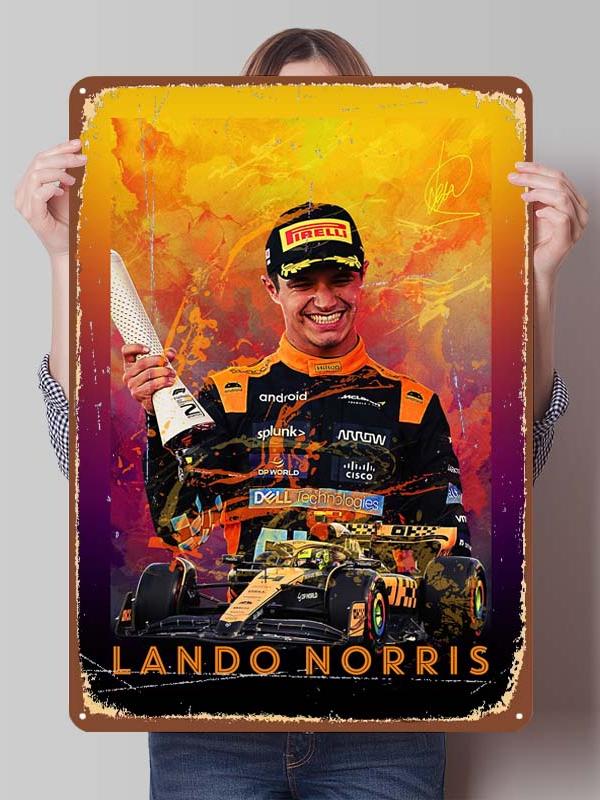 Lando Norris Racer Posters F1 Racing Metal Signs Gaming Room Decoration Custom Tin Plates for Wall Art Decoration Retro Decor