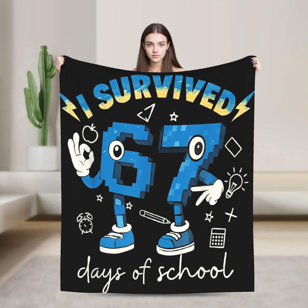 Super Soft Blanket Decorative Funny 67 Six Seven Meme Ice Cream Throw Blanket  Flannel Bedspread For Couch Chair Sofa Bed Cover