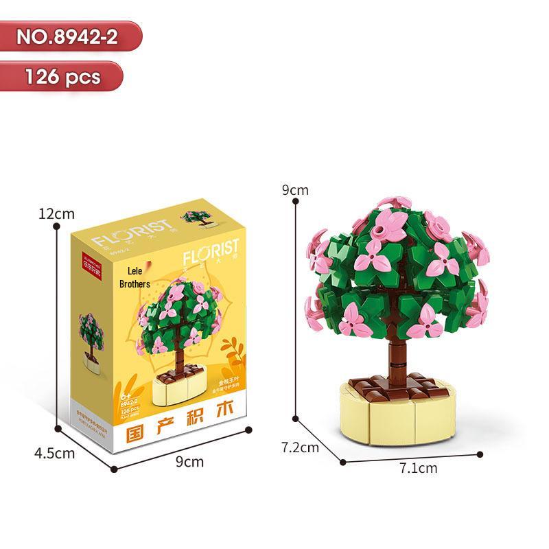 Succulent Bonsai Building Block Flowers - Compatible with Lego, Small Particle Assembly Toys for Girls