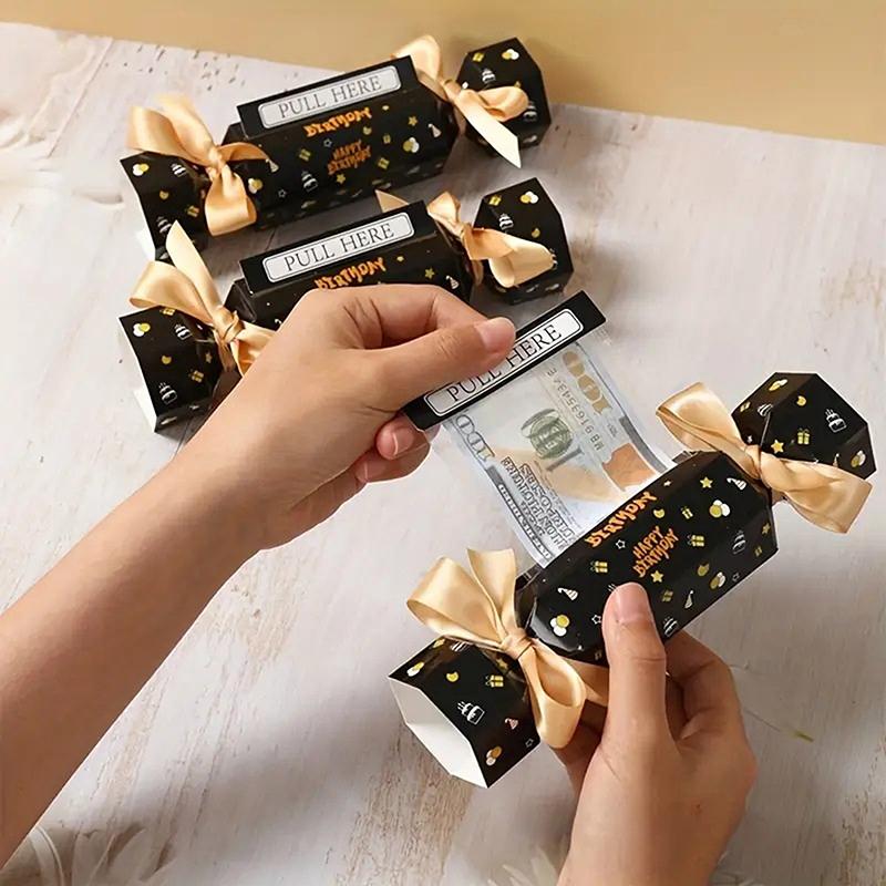 

4-Piece Diy Birthday Candy Money Box, Black Surprise Money Bag, Rectangular Birthday Money Bag Surprise Gift Box 1pcs