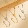 3/4/6Mm Round Bead Necklace Titanium Steel Virgin Mary Cross Stainless Steel Buddhist Beads Necklace Light Luxury Jewelry