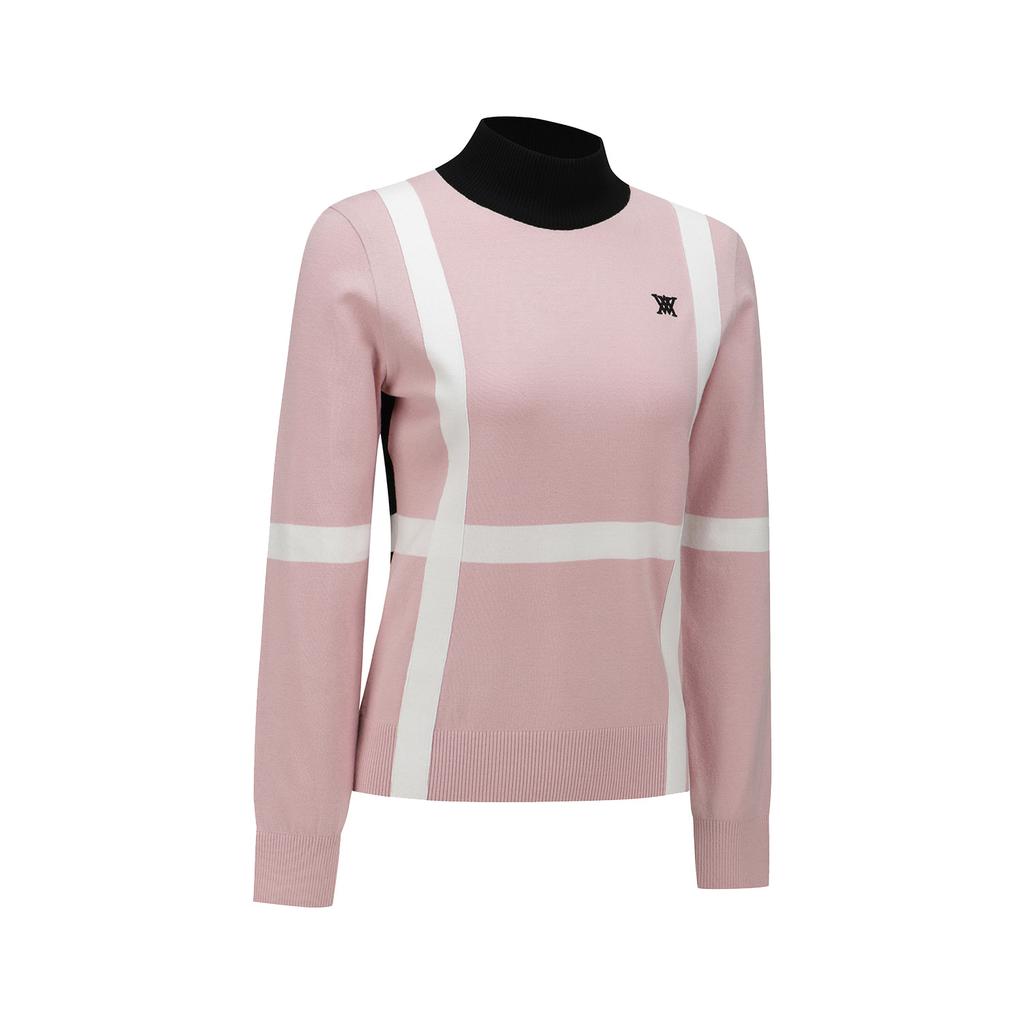 ANEW GOLF Women Block Turtleneck Sweater_Pi