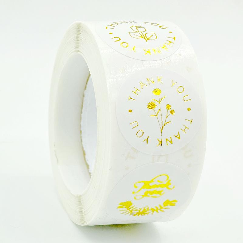 Gold Thank You Stickers: Round, Rose Foil, Self-Adhesive Labels for Small Business Packaging.