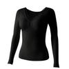 Thermal Wool & Silk Base Layer Set with Seamless Integrated Bra and Chest Pads for Autumn Warmth