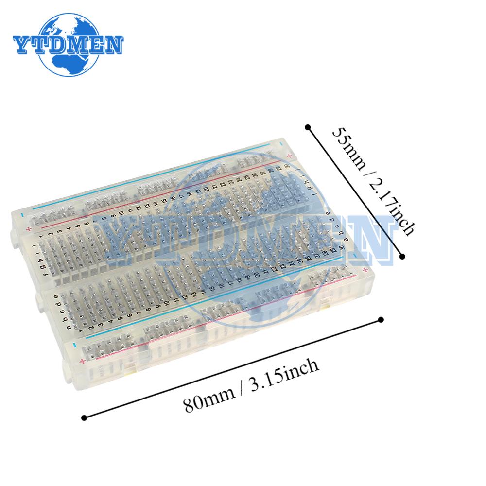 1 Set Breadboard Transparent 400 Points Solderless Pcb Breadboard with Dupont Line 10cm Male To Male 20pin Jumper Wire DIY Kit