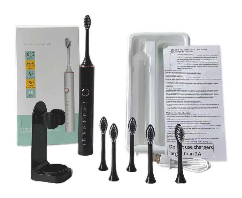 Sonic Couple Electric Toothbrush X-18: 6-Speed Soft Bristle Smart Brush for Adults