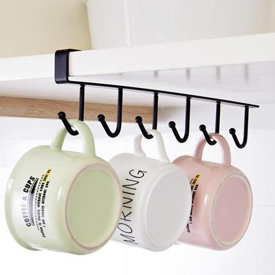 Eisen 6 Haken Lagerung Regal Kleiderschrank Schrank Metall Unter Regale Becher Tasse Aufhänger Badezimmer Küche Organizer Hängen Rack Halter