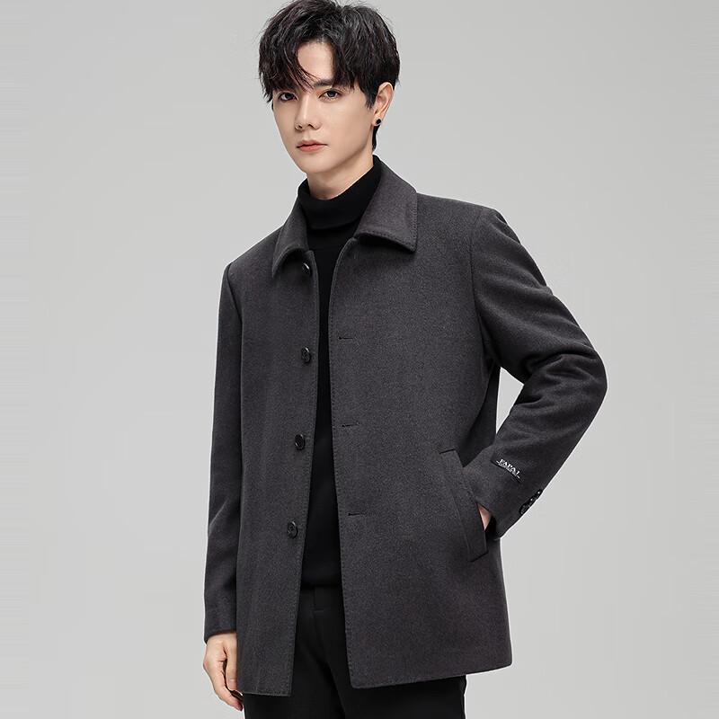 FAPAI Men's 88% Wool Blend Single-Breasted Mid-Length Coat