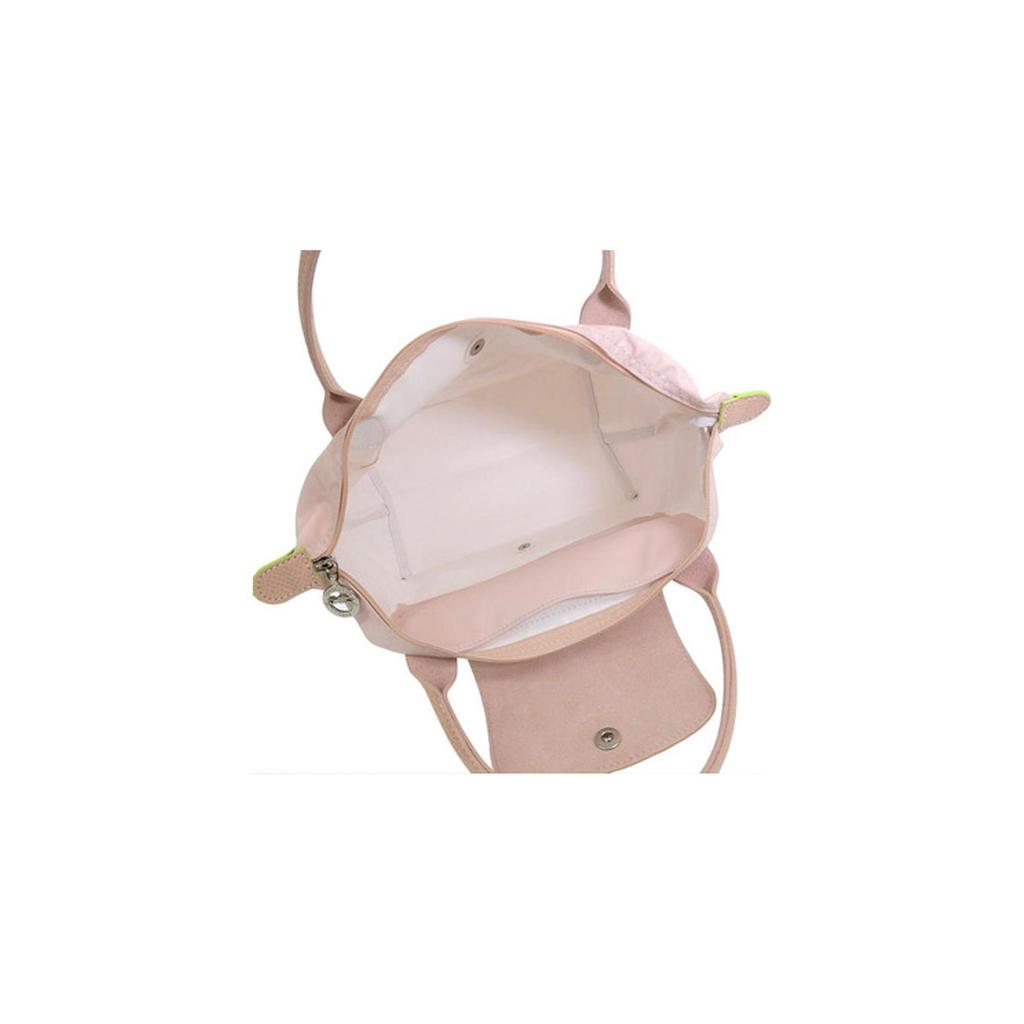 Longchamp Le Pliage Green Canvas With Leather Dumpling Bag, One Shoulder Handbag Small Womens Cherry Blossom Pink