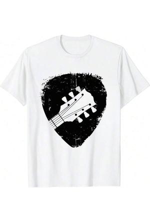 With Guitar Music Design,Unisex'S  T-Shirt DesignSoft Cotton Graphic T-Shirt