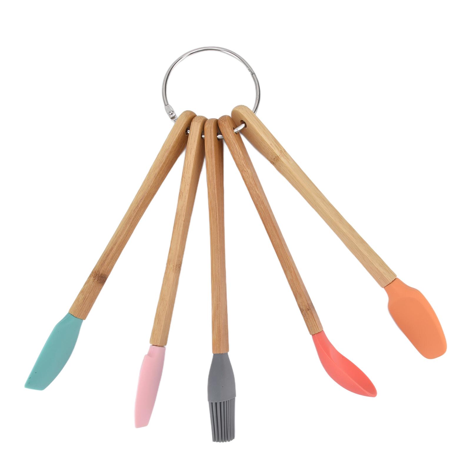 

5Pcs Baking Tool Set Brush Spatula Cutter Spoon Scraper Nontoxic Durable Waterproof Bamboo Handle Kitchen Tool Set L
